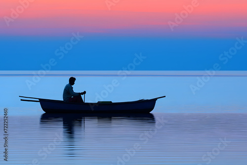 Fisherman Standing on boat ...