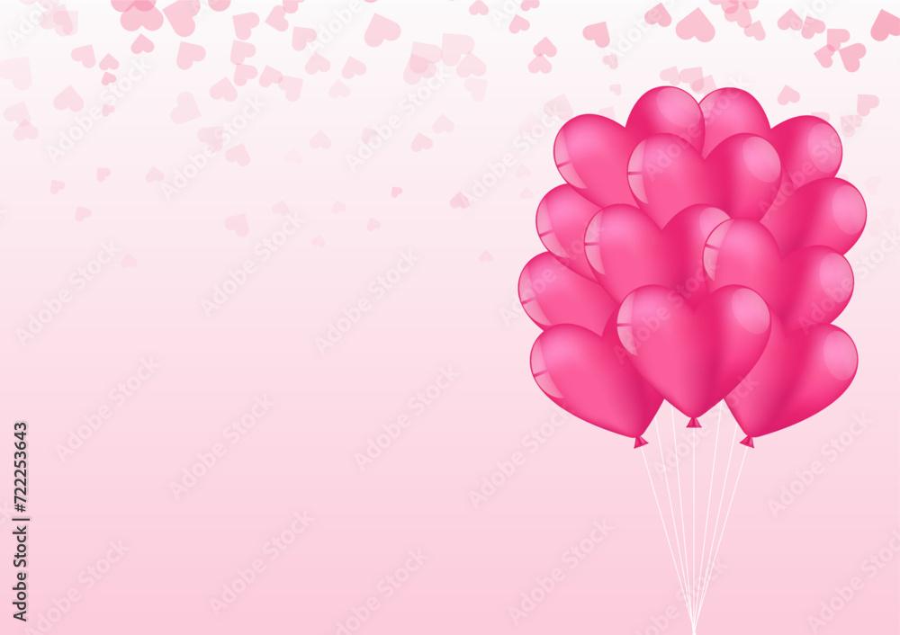 Balloons Celebration Background. Background for Valentine's Day, Wedding Celebration, Mother's Day or Anniversary. Vector Illustration.
