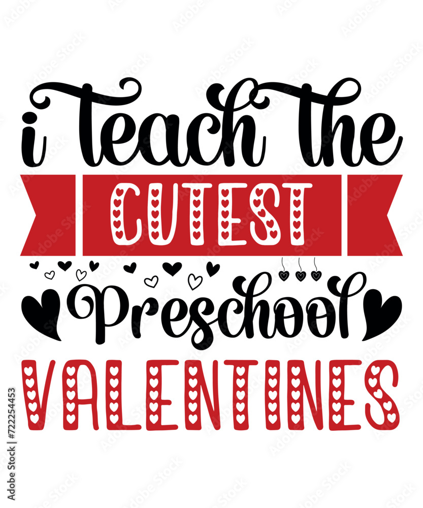 Teacher Valentine's Day T-Shirt Pre-K I Teach the Cutest, i teach the cutest preschool Valentine shirt
