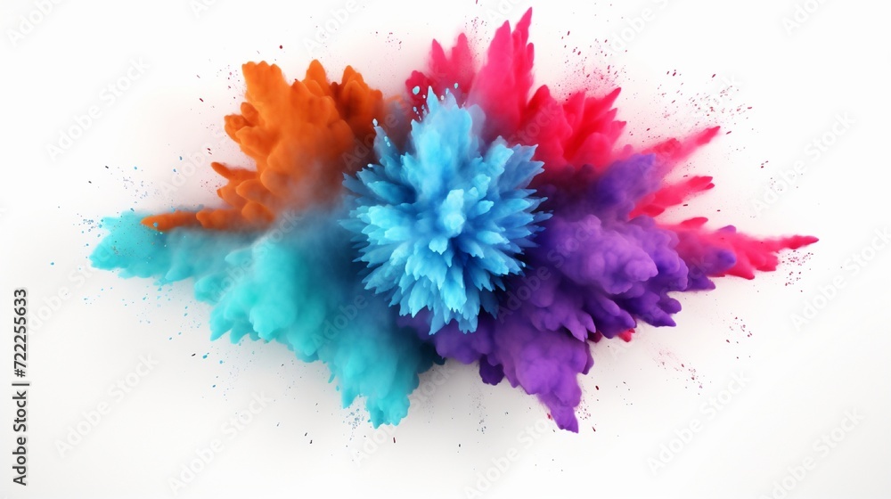 Explosion of colored powder isolated on white background. 3d rendering Explosion of colored powder isolated on white background. 3d rendering