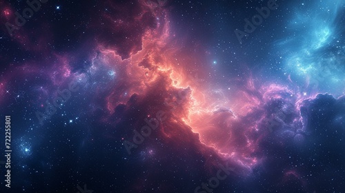 Cosmic galaxy illustration with celestial elements, offering a dreamy and imaginative background for a designer's portfolio with ample space for text and visuals. ,[banner backgrou photo