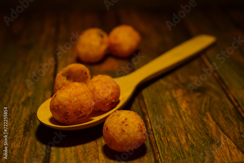 Moring (cimol kering) is a typical Garut snack made from wheat flour and tapioca sprinkled with powdered spices. There are spicy, cheesy and original flavors. photo