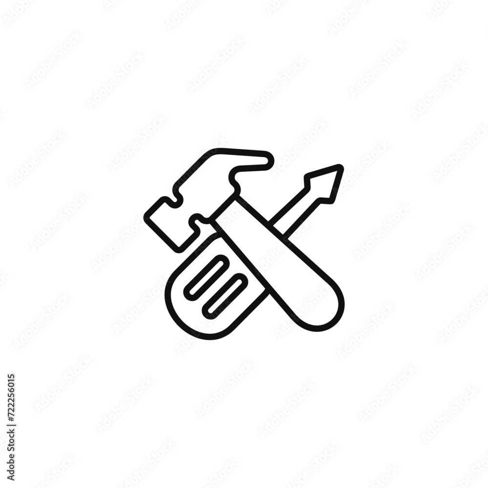 Tools line icon isolated on transparent background Tools line icon isolated on transparent background