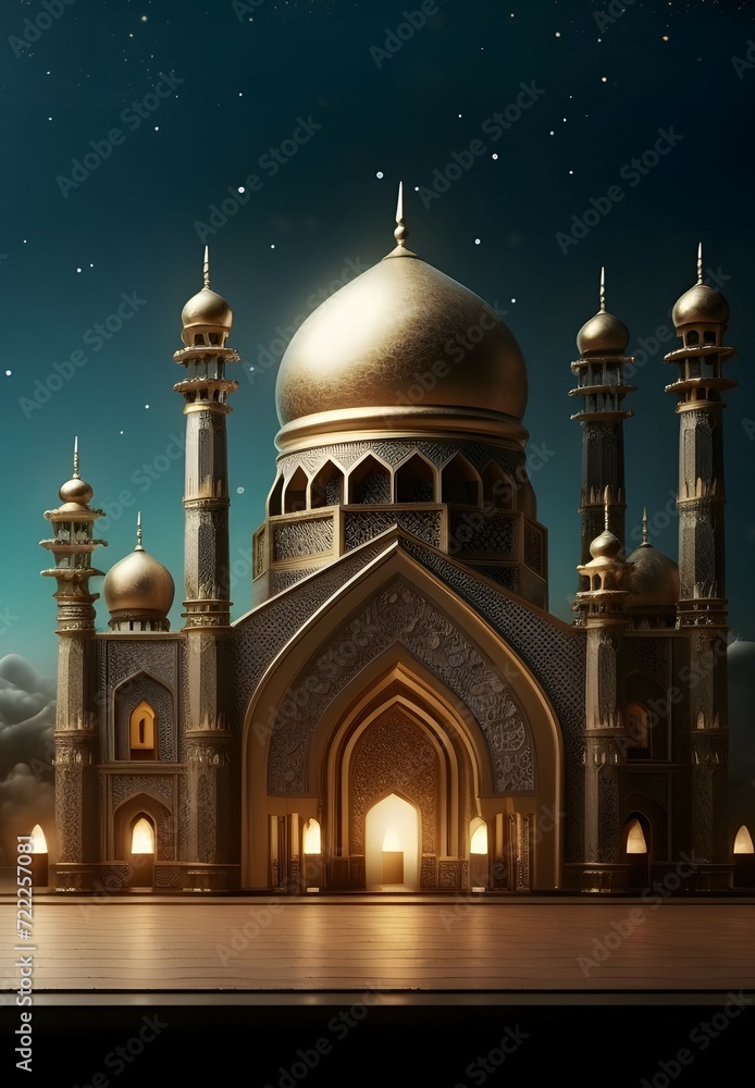 picture of mosque at night view, 