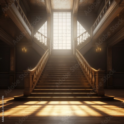 Staircase background with beams.