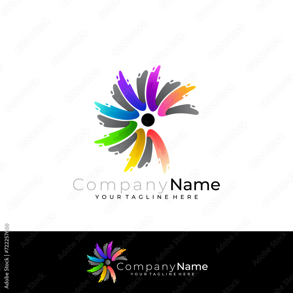 Pain logo with 3d colorful design, circular logos, pain icon Pain logo with 3d colorful design, circular logos, pain icon