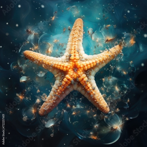 Stellar Fusion, The Double Exposure Starfish's Celestial Connection © Vladyslav  Andrukhiv