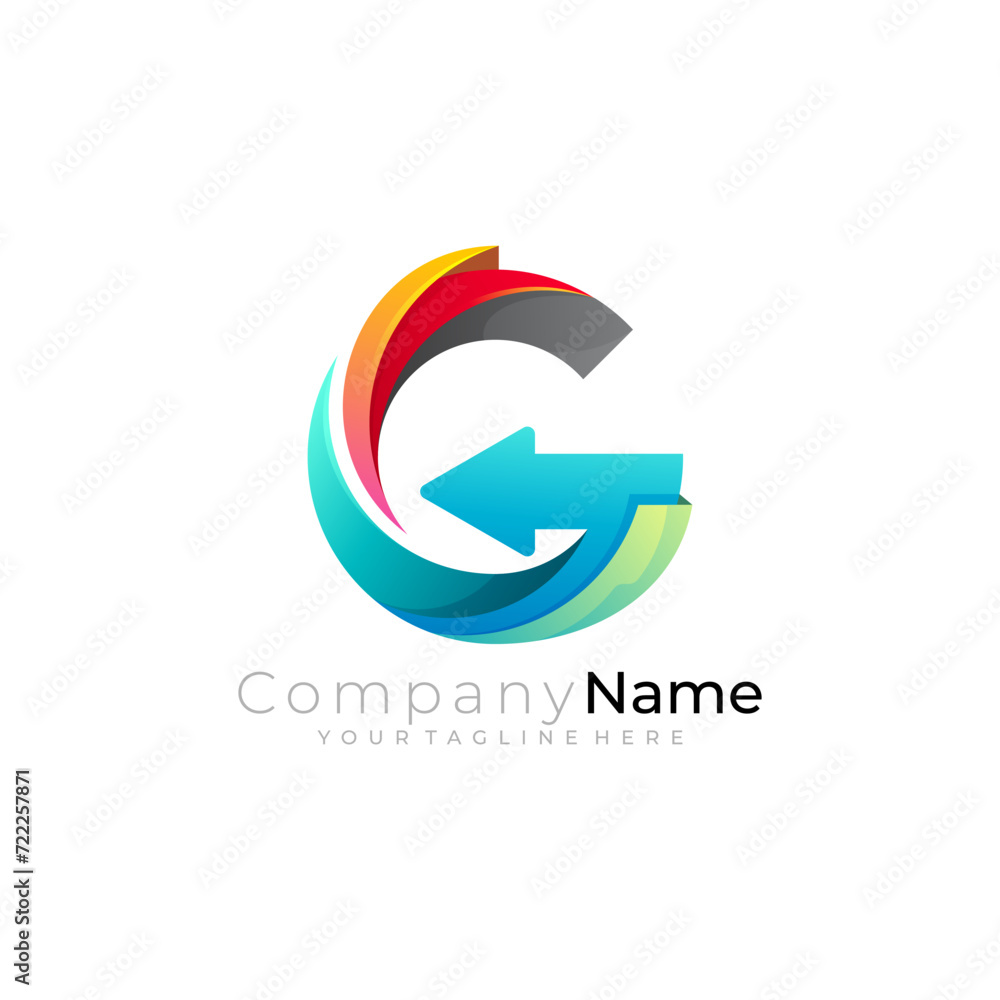 Letter G logo with arrow design template, 3d style icon Letter G logo with arrow design template, 3d style icon