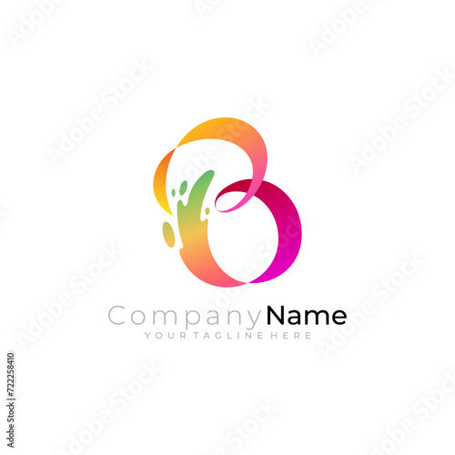 B logo, Letter B logo with water swoosh design vector, pain logos