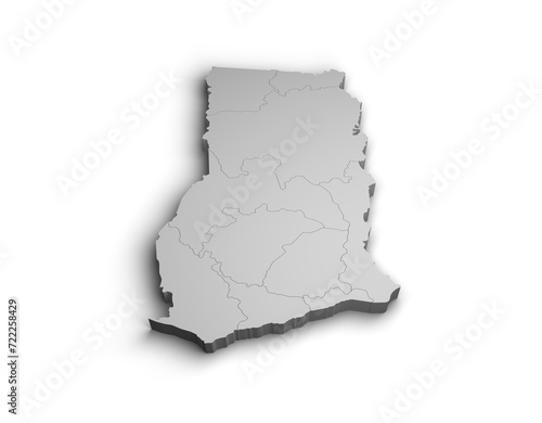 3d Ghana map illustration white background isolate