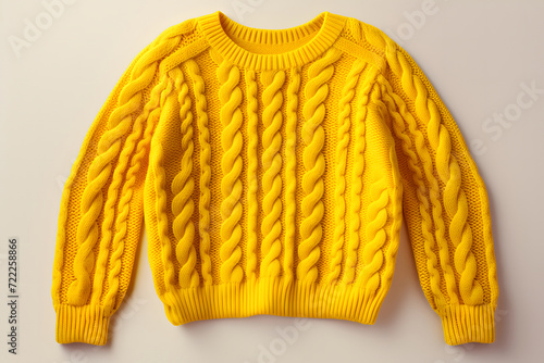 yellow knitted sweater isolated on white background, 