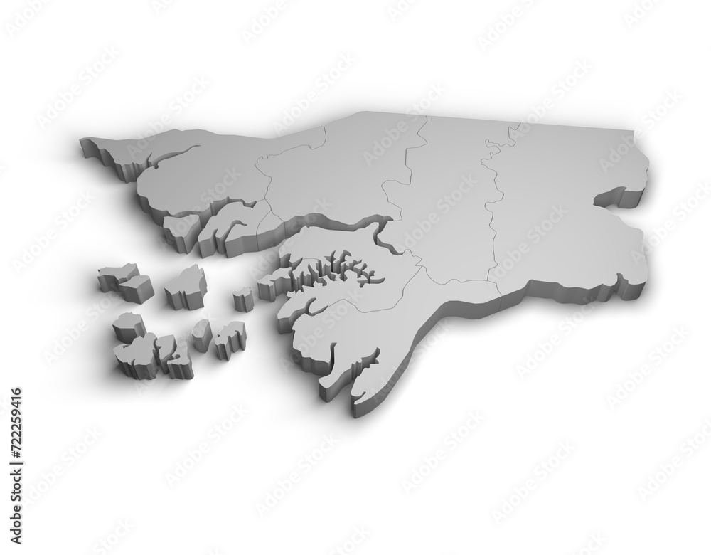 Fototapeta premium 3d Guinea-Bissau map illustration white background isolate