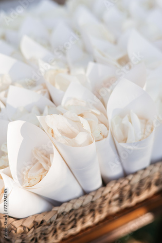 flower petals for guests at a wedding 