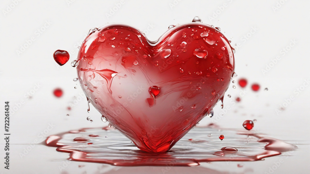 Red Heart Shaped with bubbles drops splashes Valentine Red Heart Shaped with bubbles drops splashes Valentine