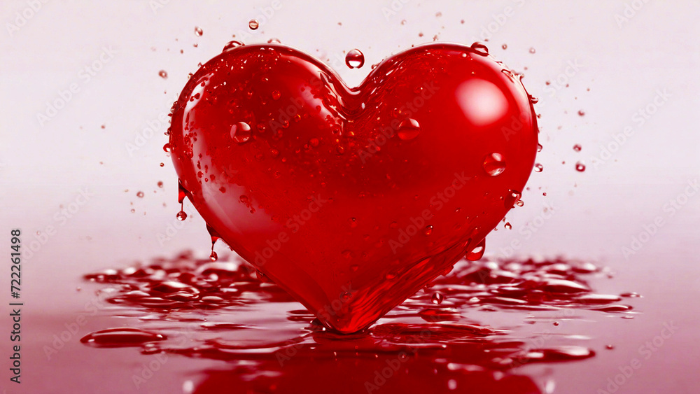 Red Heart Shaped with bubbles drops splashes Valentine Red Heart Shaped with bubbles drops splashes Valentine