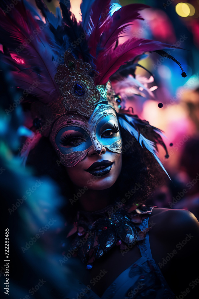 Carnival party background. Brazil, Venetian, carnival, mardi gras, woman's costumes and masks