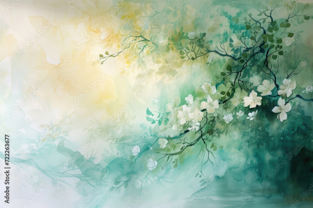 An aquarelle reverie capturing the essence of renewal in spring - obrazy, fototapety, plakaty 