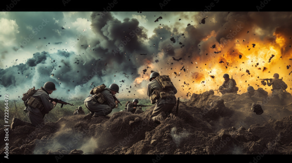 Army Soldiers in Battle, Generative AI
