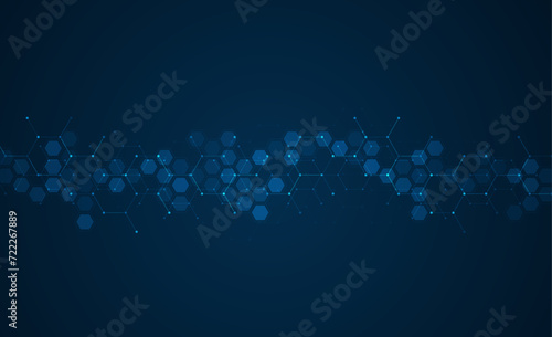 Abstract hexagonal background. Molecular structure and genetic engineering. Innovation technology. Used for design healthcare, science and medicine background