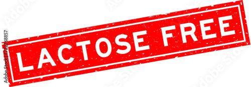 Grunge red lactose free word square rubber seal stamp on white background