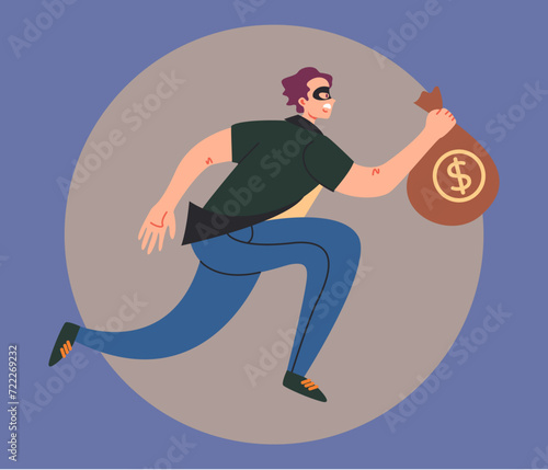 Thief vector flat illustration