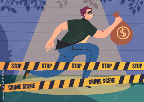 Thief vector flat illustration