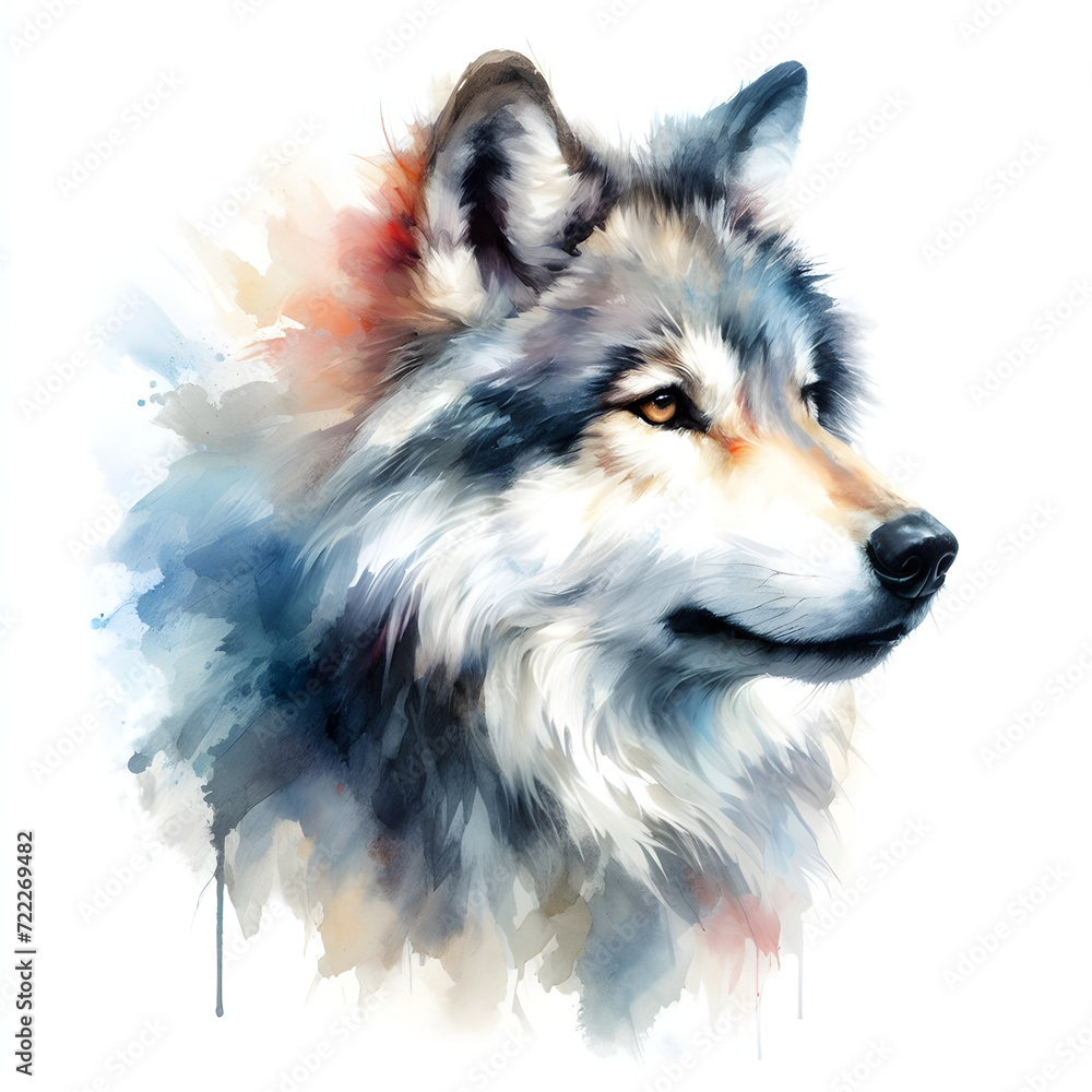 A watercolor painting of a wolf howling at the moon.#01 .generative AI A watercolor painting of a wolf howling at the moon.#01 .generative AI