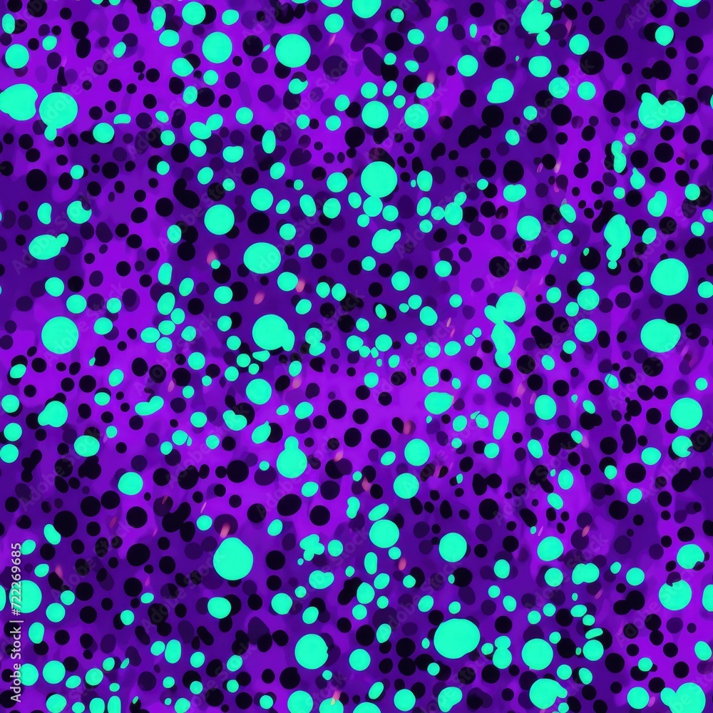 Abstract Neon Leopard Dot Fusion. Abstract fusion of leopard spots with neon dots on a purple base.