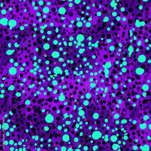 Abstract Neon Leopard Dot Fusion. Abstract fusion of leopard spots with neon dots on a purple base.