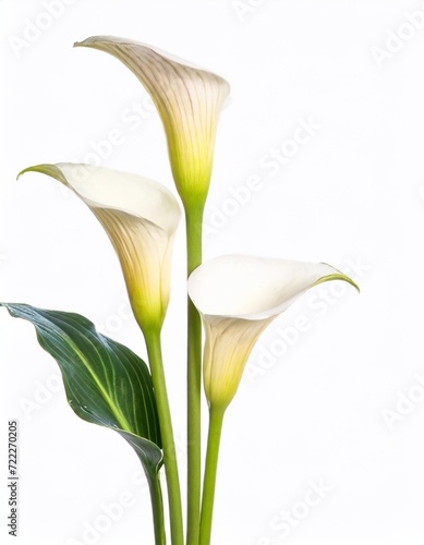 Beautiful calla lily flowers isolated on a white background.