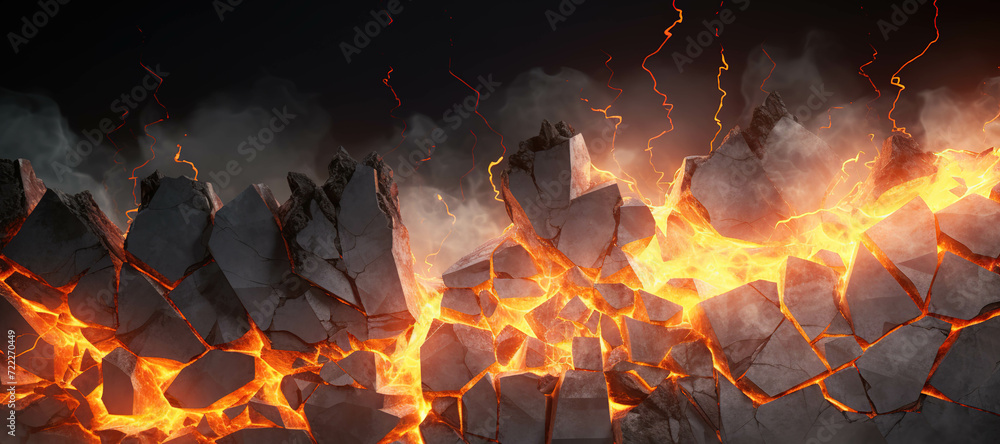 fire stone wall hole crust, rock, flame, burn 40
