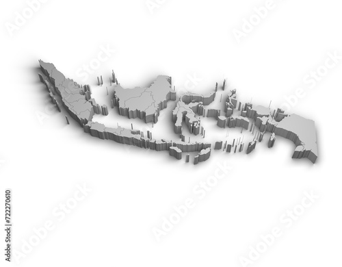 3d Indonesia map illustration white background isolate