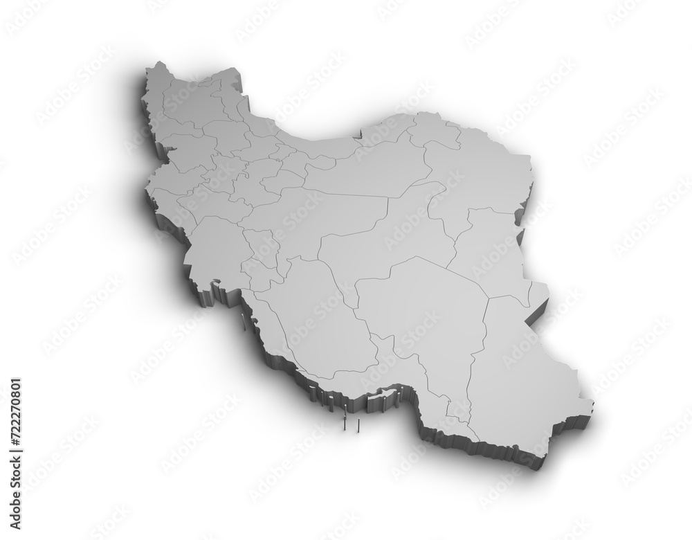 3d Iran map illustration white background isolate