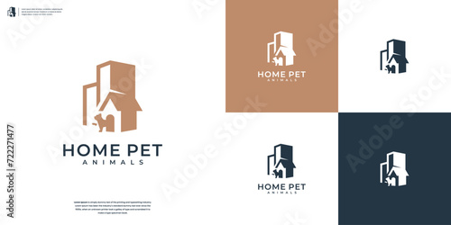 Elegant home real estate and pet or dog animals logo design