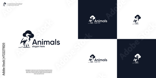Abstract flamingo logo design inspiration