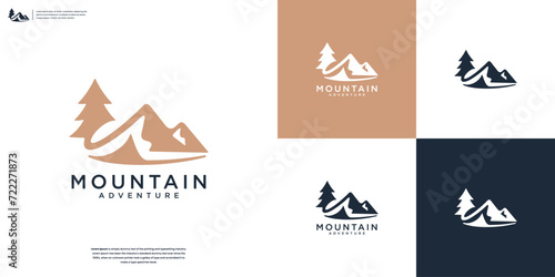 Golden Mountain logo design template