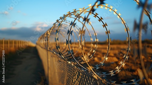border fence topped with barbed wire