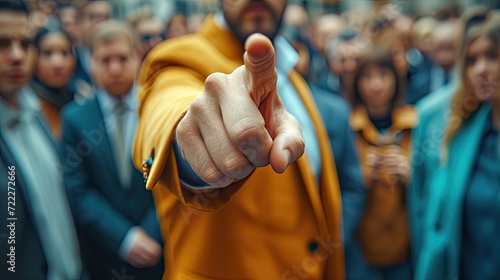 Businessman pointing with the finger.