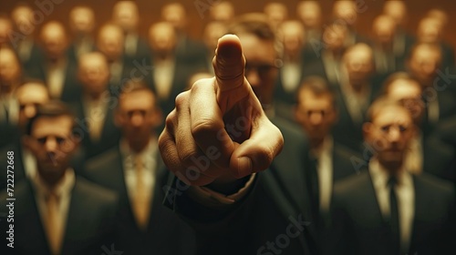 Businessman pointing with the finger.