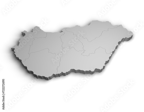 3d Hungary map illustration white background isolate