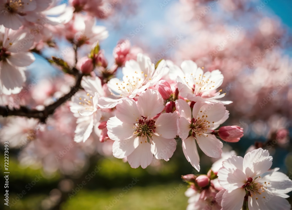 Cherry blossom (sakura) against blue sky, wallpaper background, Kawazu, Shizuoka, Japan