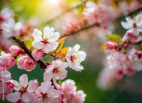 Close-up of a cherry blossom against a soft blurred natural background