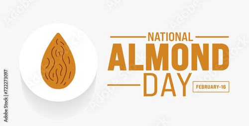 February is National Almond Day background template. Holiday concept. use to background, banner, placard, card, and poster design template with text inscription and standard color. vector illustration