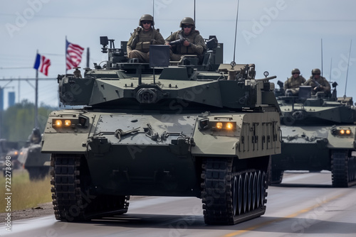 The Texas National Guard deployed heavy armored vehicles to the border with Mexico