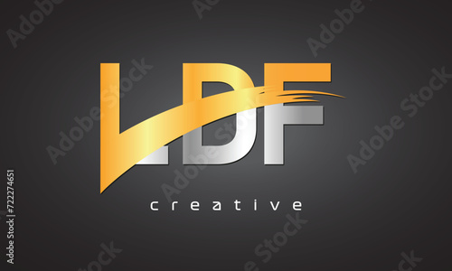 LDF Creative letter logo Desing with cutted
