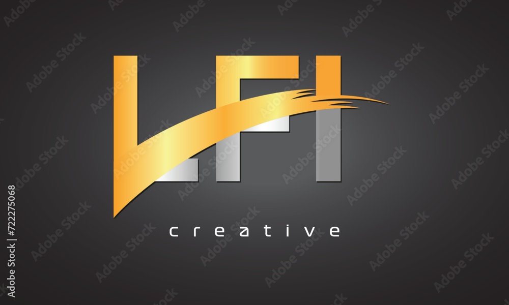 LFI Creative letter logo Desing with cutted LFI Creative letter logo Desing with cutted
