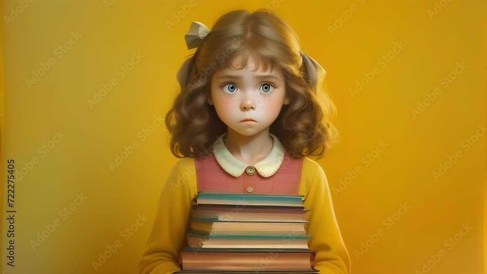 Sad girl with books Sad girl with books