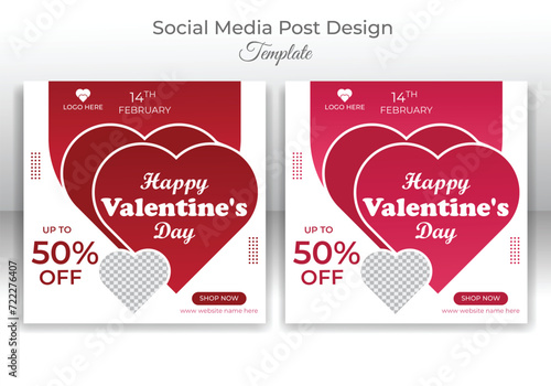 Set of valentines day sale social media post template