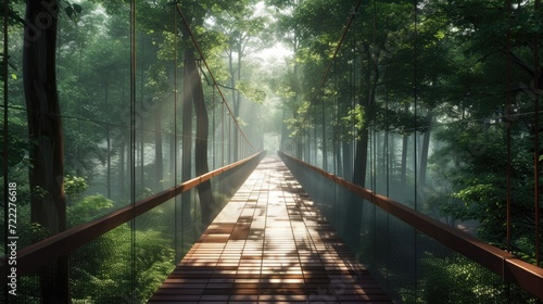 Valokuva Modern footbridge throught forest
