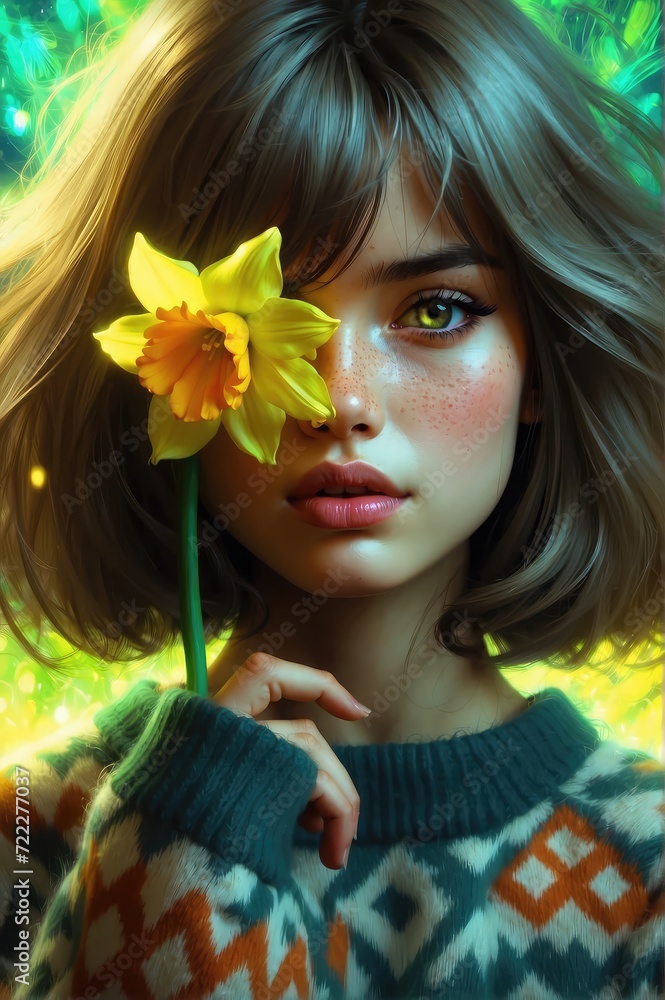 portrait of a woman with flowers